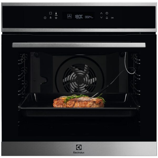 Cuptor incorporabil Electrolux COE7P31X2, Electric, 72 l, Autocuratare pirolitica, SenseCook, Food Sensor, Display LCD, Grill, Soft close, Clasa A+, Inox/Negru