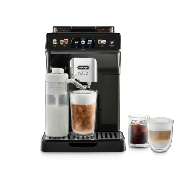 Espressor automat De’Longhi Eletta Explore ECAM 450.65.G, 50+ tipuri de bauturi, 19 bari, 2 Carafe cu tehnologie LatteCrema (Hot & Cool), Tehnologie de extractie la rece,...