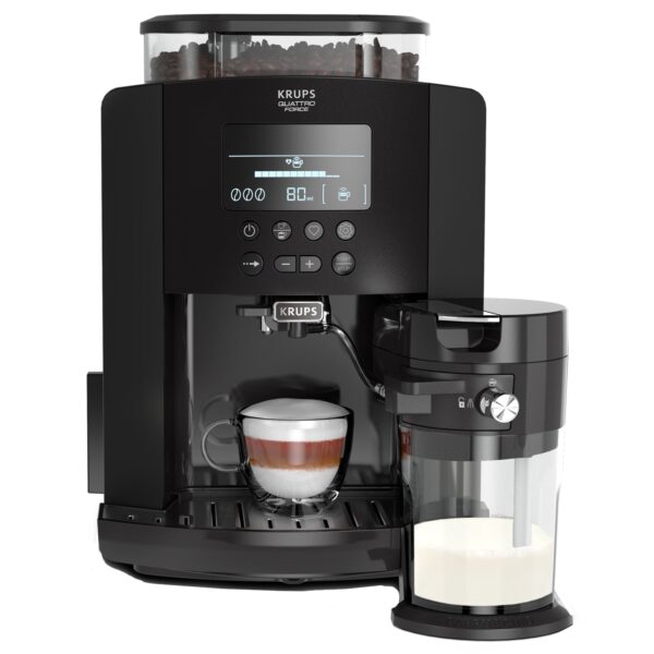 Espressor automat Krups Arabica Latte EA819N10, 1450 W, 15 bari, 1.7 L, display, accesoriu pentru lapte, Negru