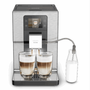 Espressor automat Krups Intuition Experience EA876D10, 1550W, 17 retete, 4 profiluri de utilizatori, 4 trepte de tarie a cafelei, Negru/ argintiu