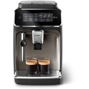 Espressor automat Philips seria 3300 EP3326/90, sistem clasic de spumare, 5 tipuri de bauturi, ecran tactil intuitiv, tehnologie noua SilentBrew, aplicatie HomeID, negru/auriu