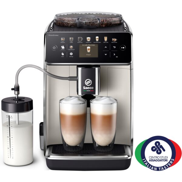 Espressor automat Saeco GranAroma SM6582/30, sistem de lapte Latte Duo, 16 bauturi, 15 bar, ecran TFT color, 6 profiluri utilizator, filtru AquaClean, rasnita ceramica, functie...