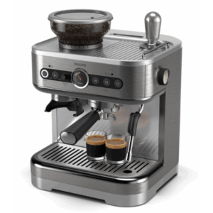 Espressor Philips Barista Brew PSA3218/01 semi-automat cu rasnita conica metalica, 15 bari, Recipient boabe de 250g, Sigiliu premium calibrat, Vas lapte Temperature Perfection,...